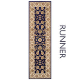 Kendra 3330B Navy Blue/Cream Traditional Runner Rug - Pendle Village Furniture